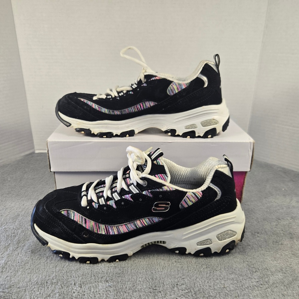 Skechers DLites BKMT Black Multi Color Chunky Sneakers 11978W Womens 8.5